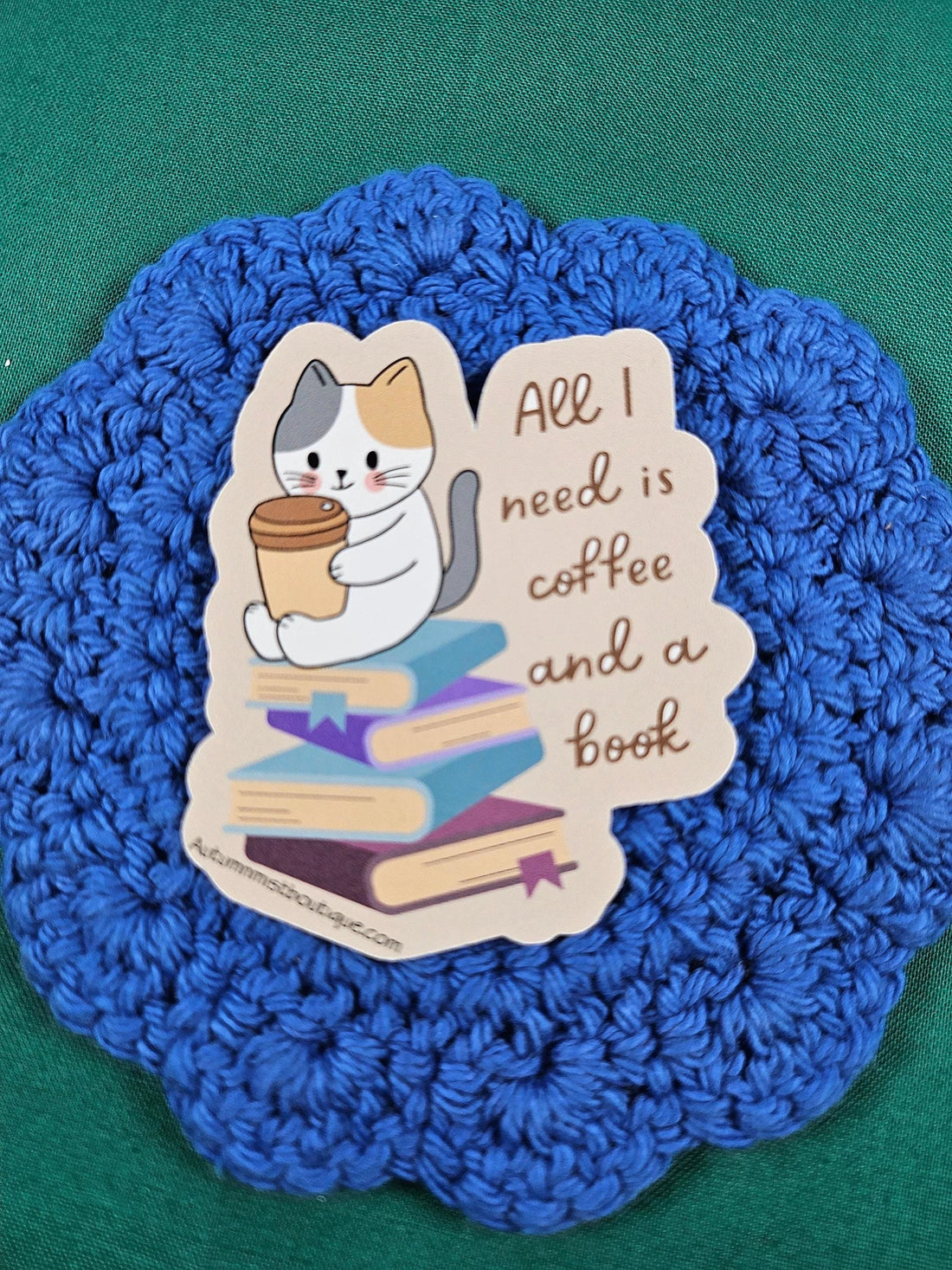 Coffee Cat and Books Vinyl Sticker - Autumnmist Boutique