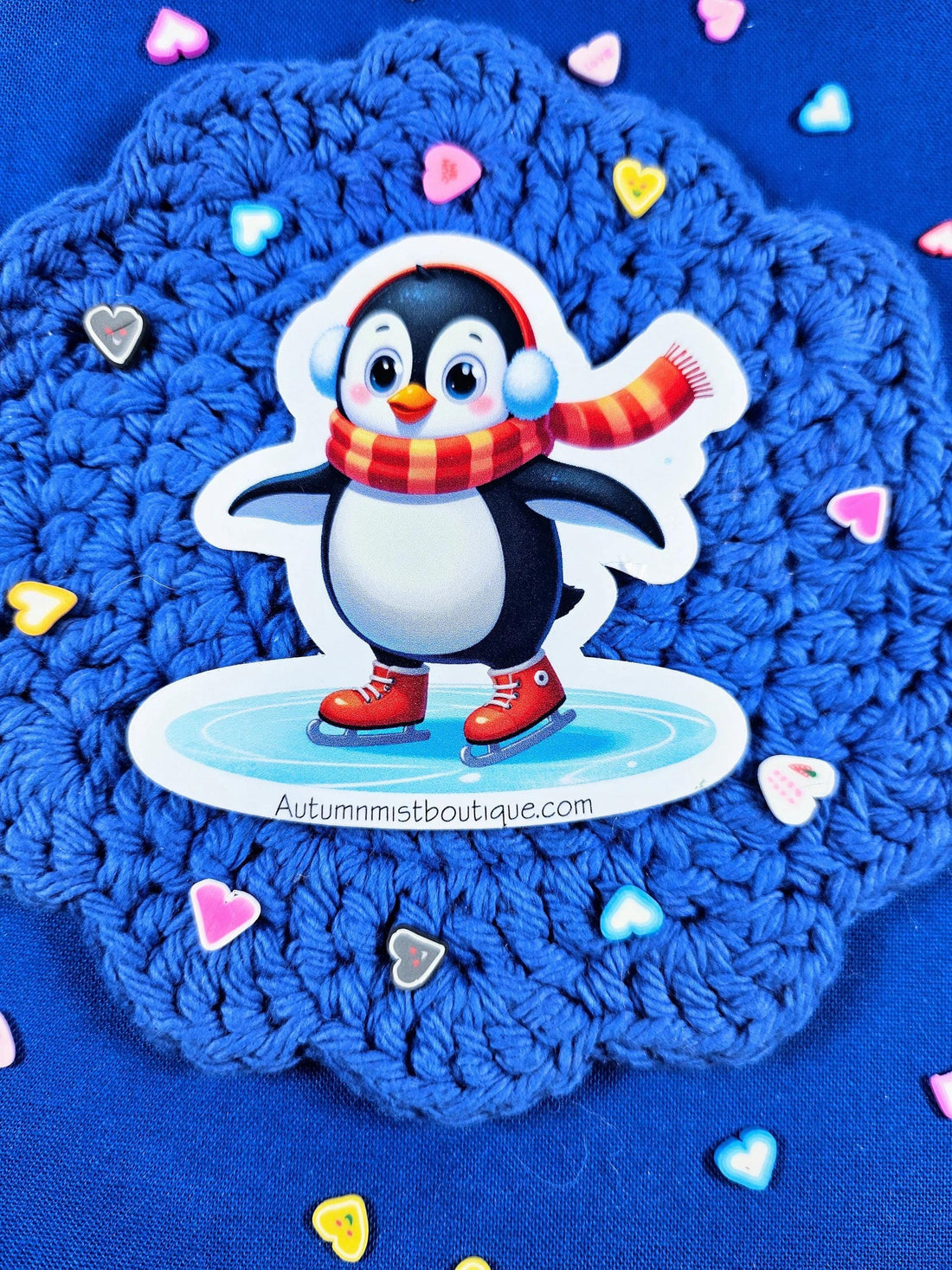 Ice Skating Penguin Vinyl Sticker - Autumnmist Boutique