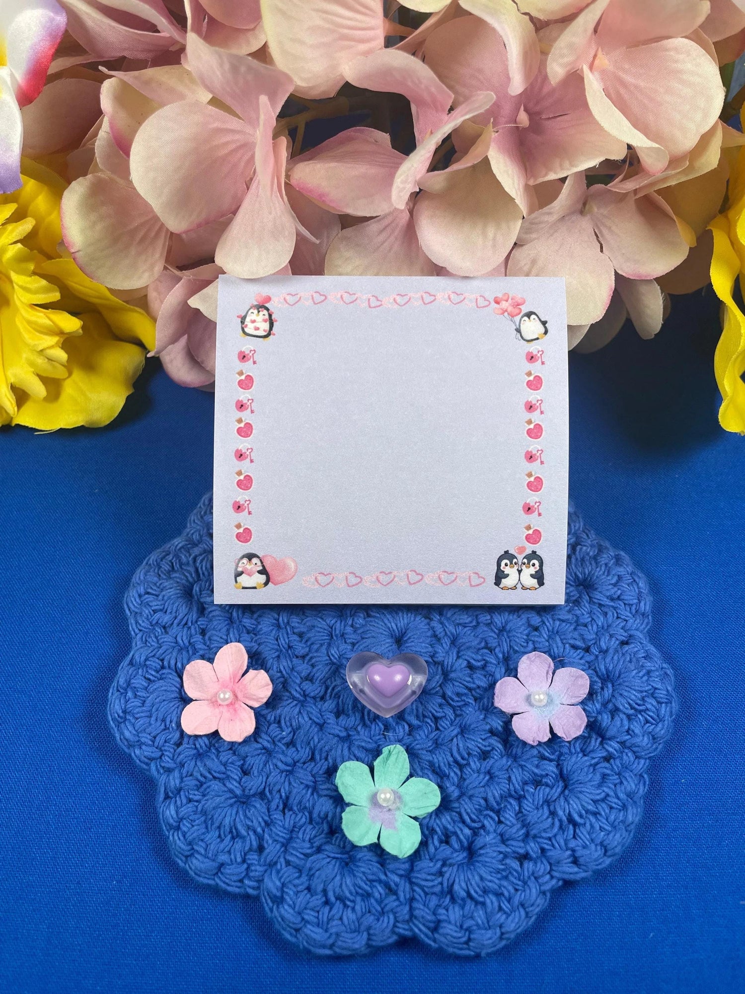 Penguin Kisses &amp; Heart Wishes Sticky Notes 3&amp;quot; x 3&amp;quot; - Autumnmist Boutique