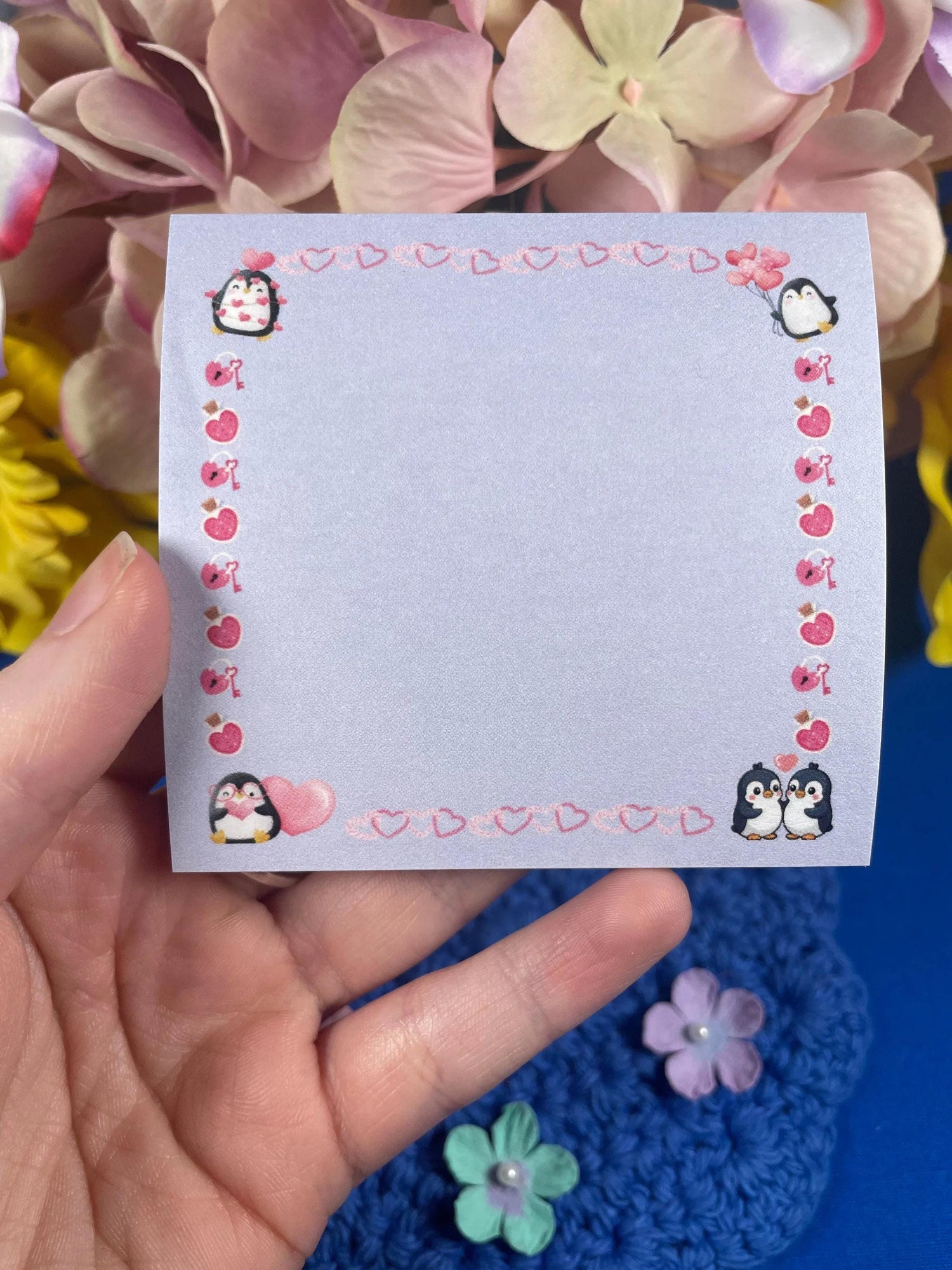 Penguin Kisses &amp; Heart Wishes Sticky Notes 3&amp;quot; x 3&amp;quot; - Autumnmist Boutique