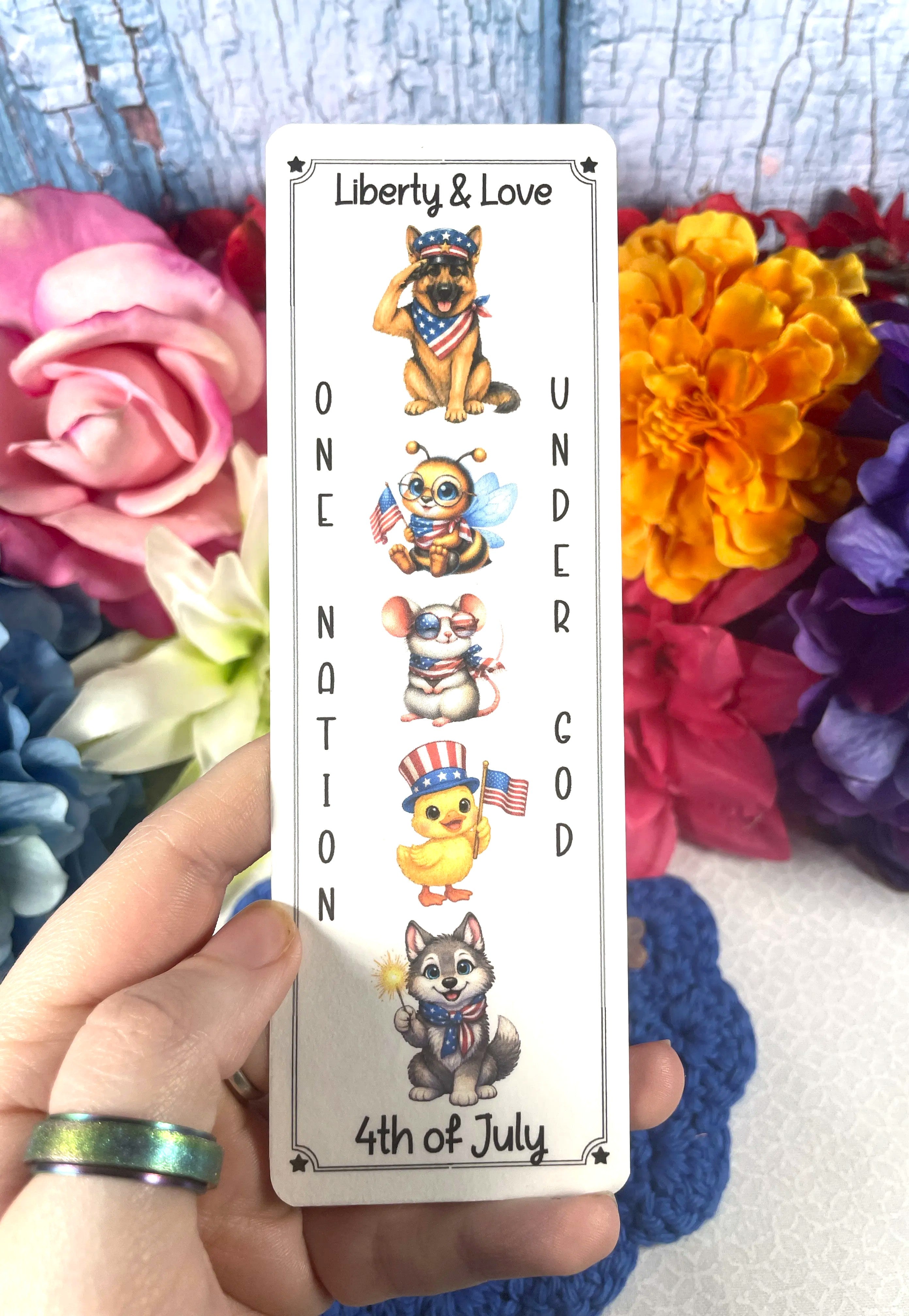 Liberty &amp; Love Patriotic Laminated Bookmark Autumnmist Boutique