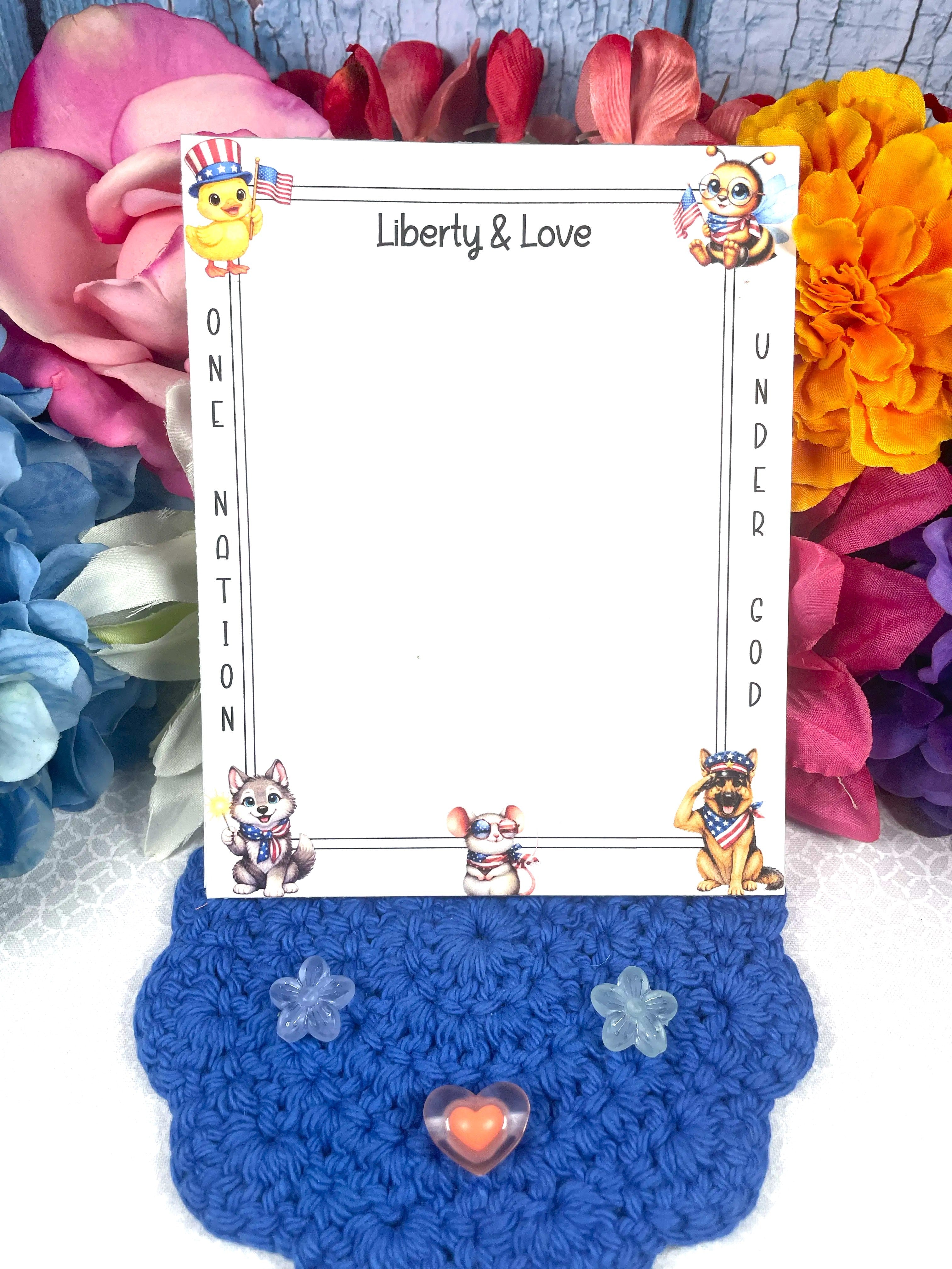 Liberty &amp; Love Patriotic Notepad 4.25" x 5.5" Autumnmist Boutique
