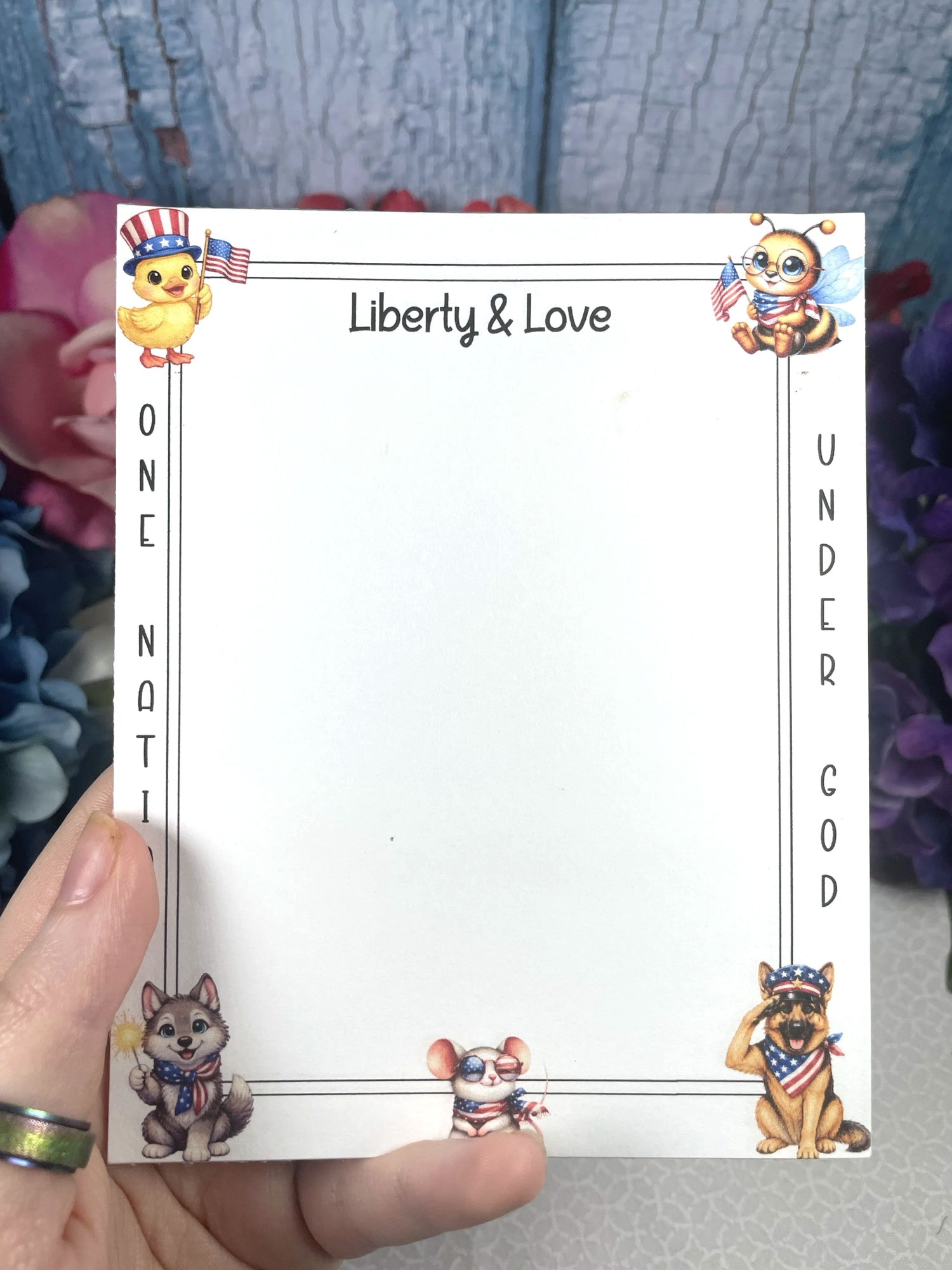 Liberty &amp; Love Patriotic Notepad 4.25" x 5.5" Autumnmist Boutique
