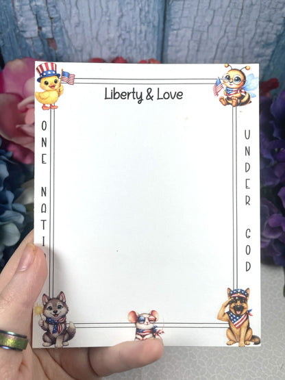 Liberty &amp; Love Patriotic Notepad 4.25" x 5.5" Autumnmist Boutique